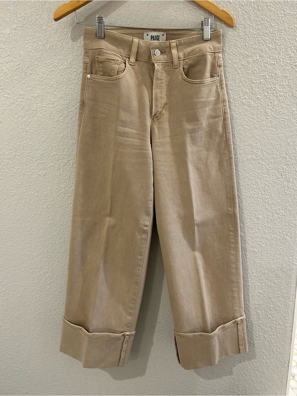 PAIGE Women’s Wide-Leg Khaki Jeans
